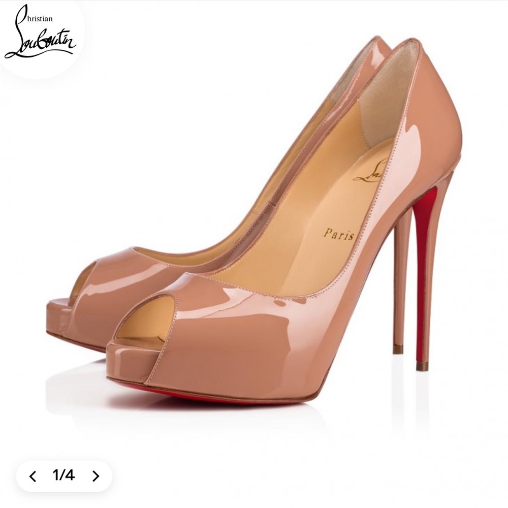 Used Christian Louboutin- 120 mm Platform pumps - Patent calf leather - Blush